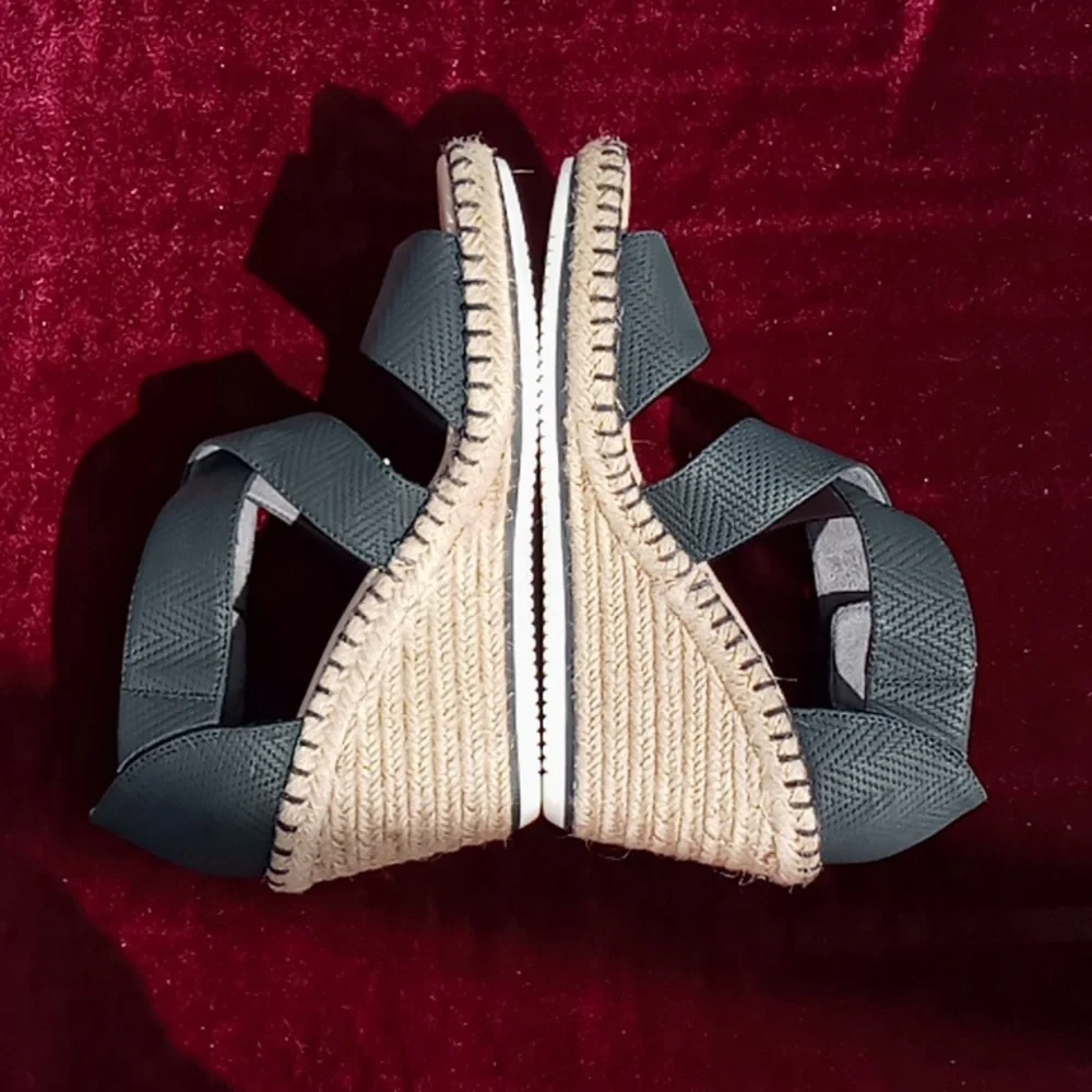 Dr Scholls "Vacay" Strappy Jute Wedge Size 8 Black - Picture 6 of 10